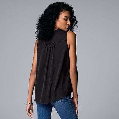 Women's Simply Vera Vera Wang Tie Front Pintuck Top