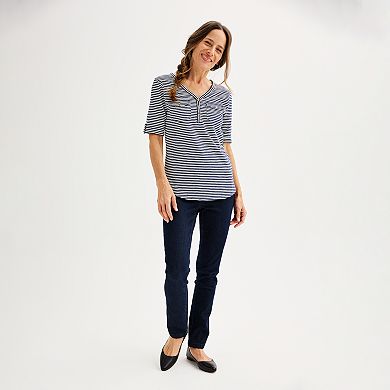 Women's Croft & Barrow® Elbow Sleeve Utility Henley Top