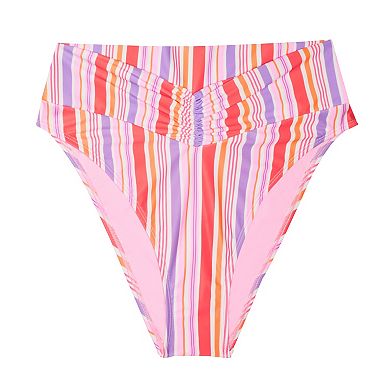 Juniors' Ninety-Nine Degrees Cheeky High Waisted Ruched Swim Bottoms