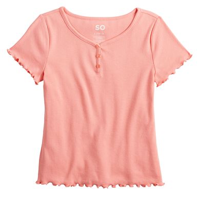 Girls 6-20 SO?? Essential Henley Tee in Regular & Plus Size