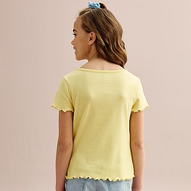 Girls 6-20 SO?? Essential Henley Tee in Regular & Plus Size