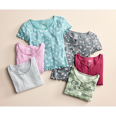 Girls 6-20 SO® Essential Henley Tee in Regular & Plus Size