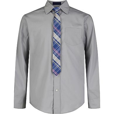 Boys 4-20 IZOD Stretch Poplin Button Front Shirt & Tie Set