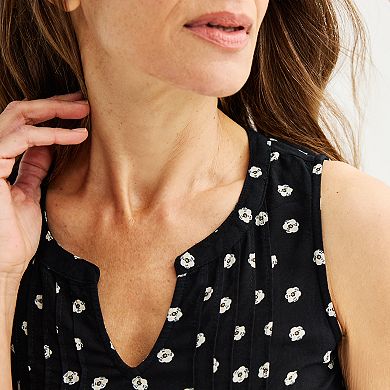 Petite Croft & Barrow® Pintuck Sleeveless Shell Top