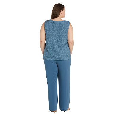 Plus Size R&M Richards Duster Tank Top Pantsuit 3-Piece Set