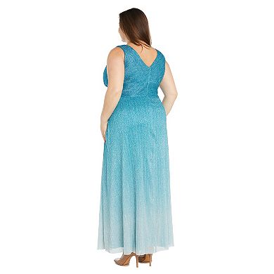 Plus Size R&M Richards Sculpted Rhinestone Waist Detail With Ombre Mesh Dress