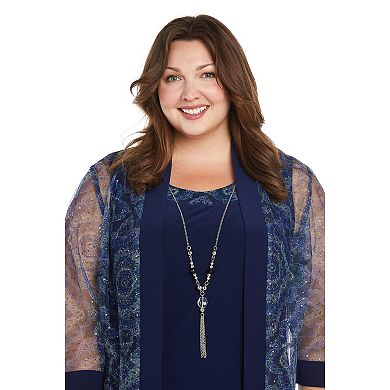 Plus Size R&M Richards 2-pc. Embroidered Sequin Duster & Dress Set