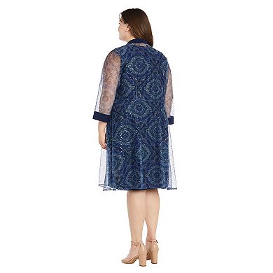 Plus Size R&M Richards 2-pc. Embroidered Sequin Duster & Dress Set