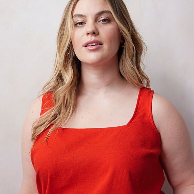 Plus Size LC Lauren Conrad High-Low Hem Square Neck Tank Top