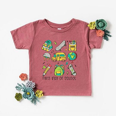 First Day Of School Chart Toddler Short Sleeve Graphic Tee