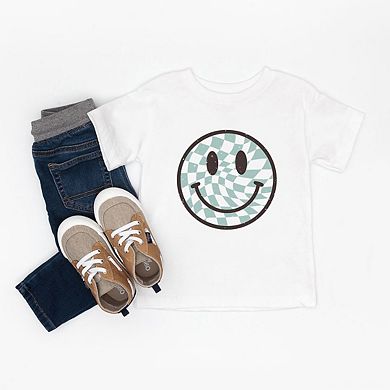 Checker Board Smiley Face Toddler Short Sleeve Graphic Tee