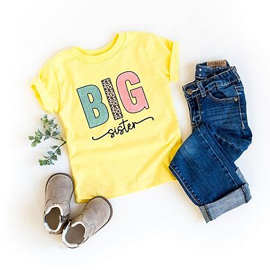 Big Sister Leopard Toddler Short Sleeve Graphic Tee