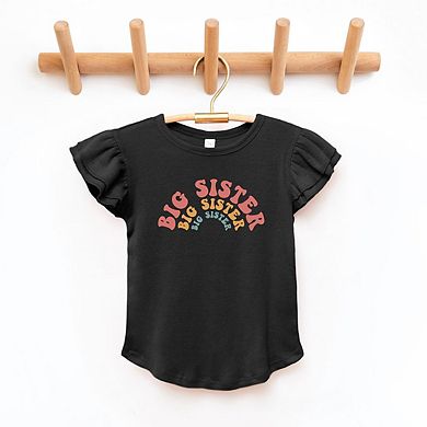 Big Sister Stacked Curved Toddler Flutter Sleeve Graphic Tee