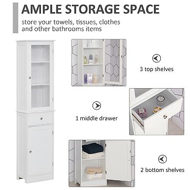 Morden Style Compact Tall Bathroom Storage Cabinet White