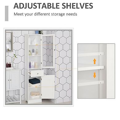 Morden Style Compact Tall Bathroom Storage Cabinet White