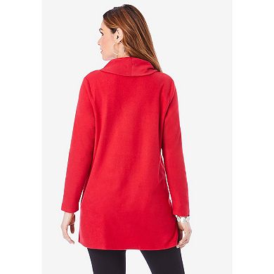 Roaman's Women's Plus Size Double Button Sherpa Fleece Tunic