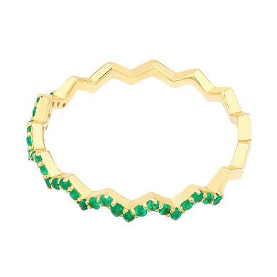 Gold Tone Emerald Zig Zag Ring