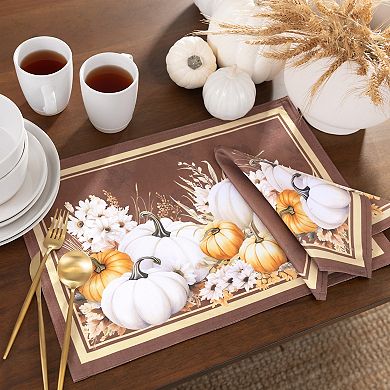 Elrene Home Fashions Wheatland Harvest Fall Napkins, 17"x17", Set Of 4