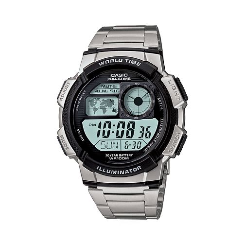 casio digital stainless steel illuminator watch
