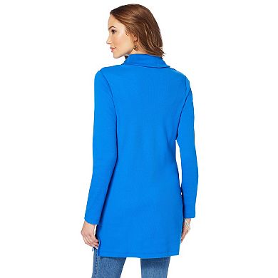 Roaman's Women's Plus Size Thermal Shawl-collar Tunic