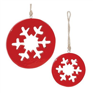 Wooden Christmas Snowflake Ornaments with Natural Jute String Hanger (Set of 12)