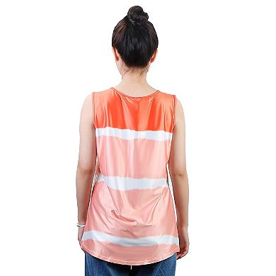 Women's Tie-dye Tank Top Sleeveless Loose T-shirt Button Down Blouse Plus Size