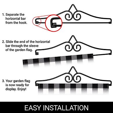 G128 Combo Set: Garden Flag Hanger And Welcome Wreath 12"x18"