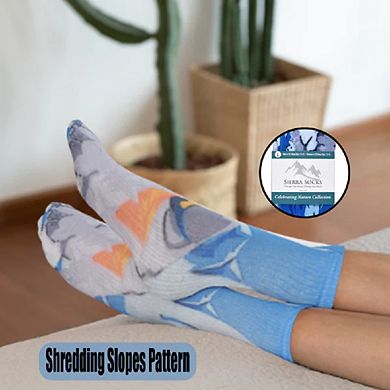 Sierra Socks Shredding Slopes Pattern Coolmax Socks, Nature Collection For Men & Women Crew Socks