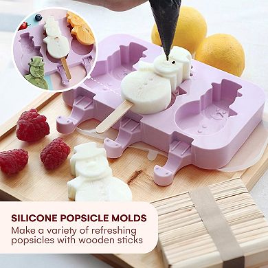 Silicone Popsicle Molds With Wooden Sticks