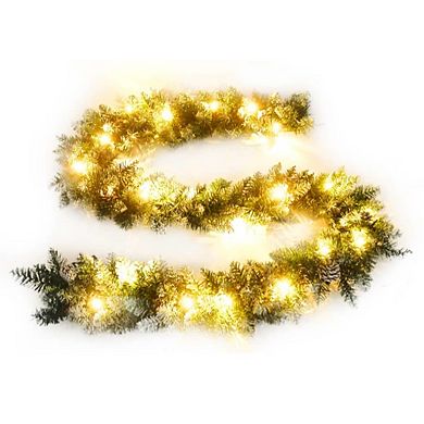 LED Christmas Garland 9 ft, Stylish and Snow Flocked Holiday Decor