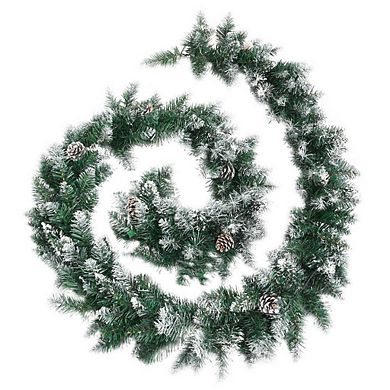 LED Christmas Garland 9 ft, Stylish and Snow Flocked Holiday Decor