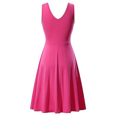 Women's Sleeveless Scoop Neck A-line Skater Jersey Dress