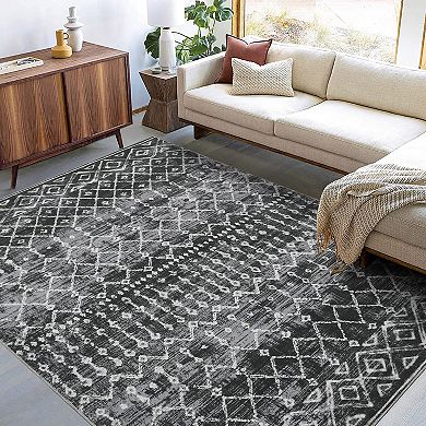 Glowsol Vintage Boho Geometric Rug Indoor Soft Non Slip Oriental Carpet Mat