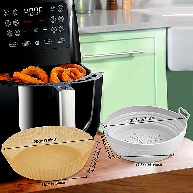 8" Round Air Fryer Silicone Liners And Paper Air Fryer Liner