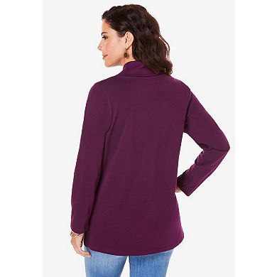 Roaman's Women's Plus Size Shawl Collar Ultimate Tee