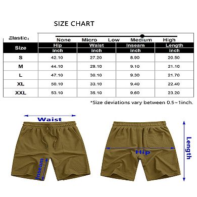 Men's Sweat Shorts With Pocket Casual Summer Waffle Shorts Drawstring Elastic Waist Running Shorts