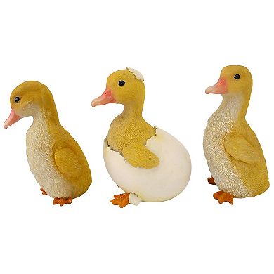 Duckling Brood Garden Statues: Set Of Three