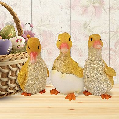 Duckling Brood Garden Statues: Set Of Three