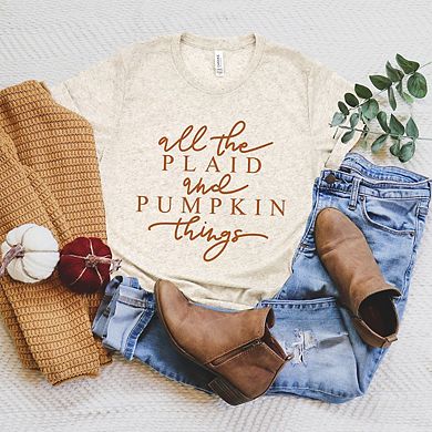 All The Plaid And Pumpkin Things Short Sleeve Graphic Tee