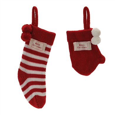 Traditional Holiday Charm - Stocking and Mitten Ornaments - Set of 12