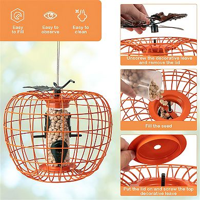 Squirrel-proof Bird Feeder With Cage And 4 Metal Ports