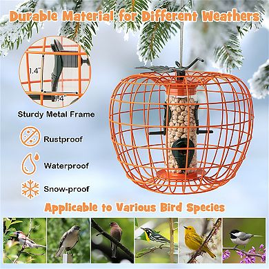 Squirrel-proof Bird Feeder With Cage And 4 Metal Ports