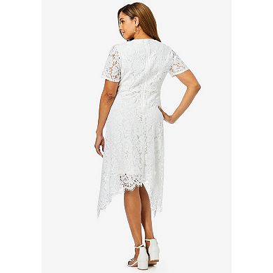 Jessica London Women's Plus Size Lace Handkerchief Dress