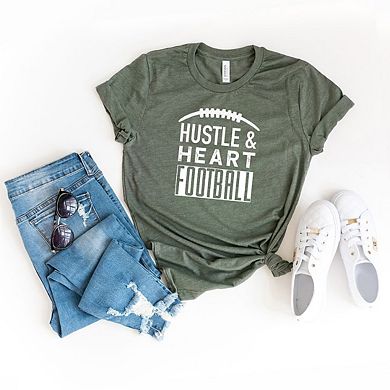 Hustle And Heart Football Short Sleeve Graphic Tee