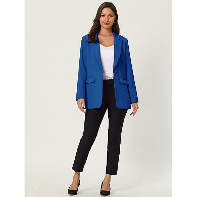 Women's Office Formal Blazer Jacket Long Sleeve 1 Button Blazer