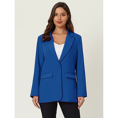 Women's Office Formal Blazer Jacket Long Sleeve 1 Button Blazer