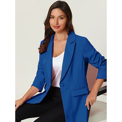 Women's Office Formal Blazer Jacket Long Sleeve 1 Button Blazer