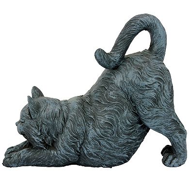 Playful Cat Stretching Statue