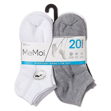 Women's 20 Pair Pack Solid Low Cut Socks