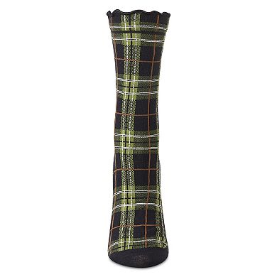 Women's Classic Plaid Lettuce Edge Crew Socks